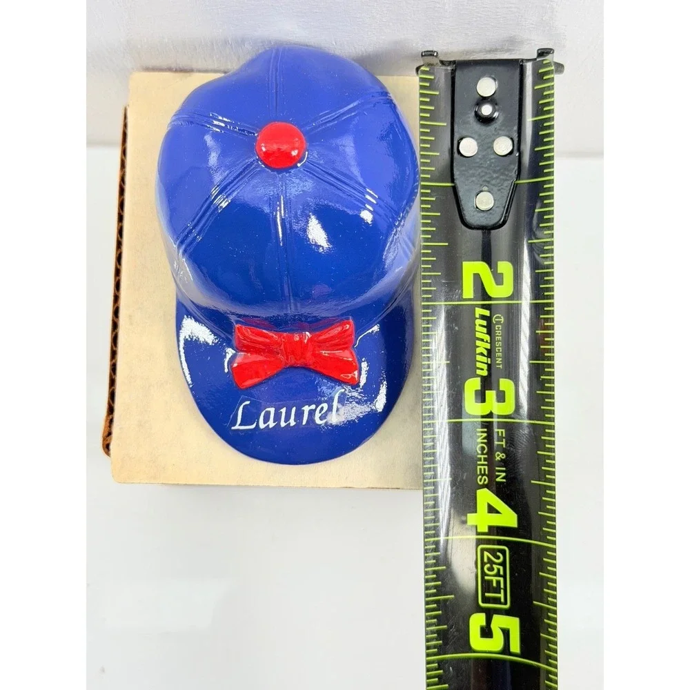 RARE Laurel MD Jockey Cap Bottle Opener Blue Red White‎ Horse Racing Metal Gift